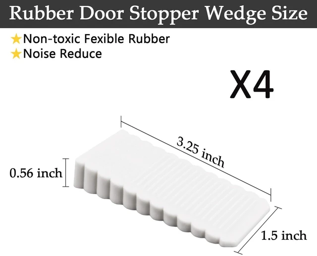 Alt view image 3 of 6 - 4 Pack Mini Non-Scratch Rubber Door Stopper Wedges for Bottom of Door & Floor, Suitable for Bedroom and Office, White