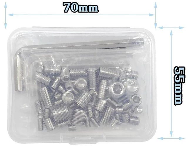 Alt view image 2 of 6 - Set Screws M3 M4 M5 M6 M8, 60pcs, Allen Head Grub Screws, Stainless Steel, 12 Sizes for Home Repair, Door Lock, Furniture, Electronics, DIY, Fixtures