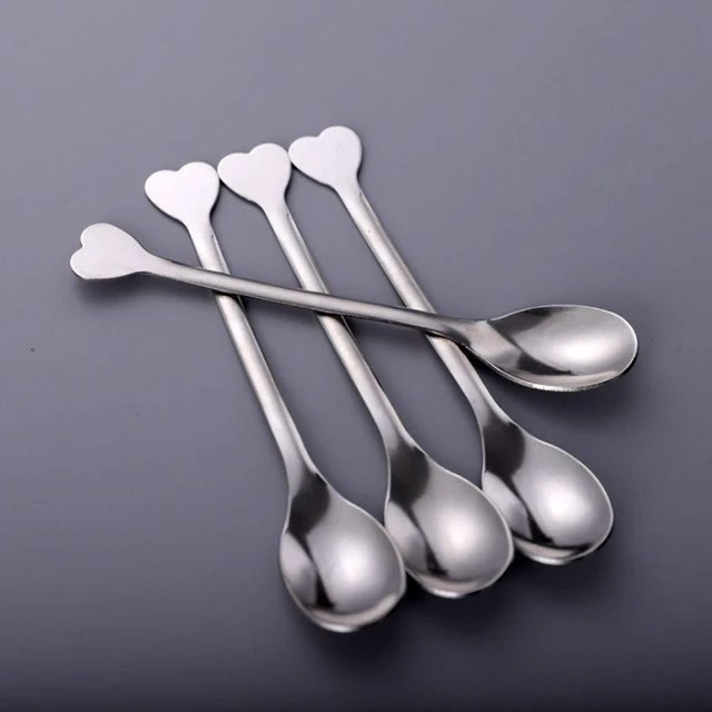 Alt view image 7 of 7 - Mini Dessert Spoons Set of 10, Stainless Steel Demitasse Espresso Coffee Spoons with Heart-Shaped Handle, 4.5-Inch