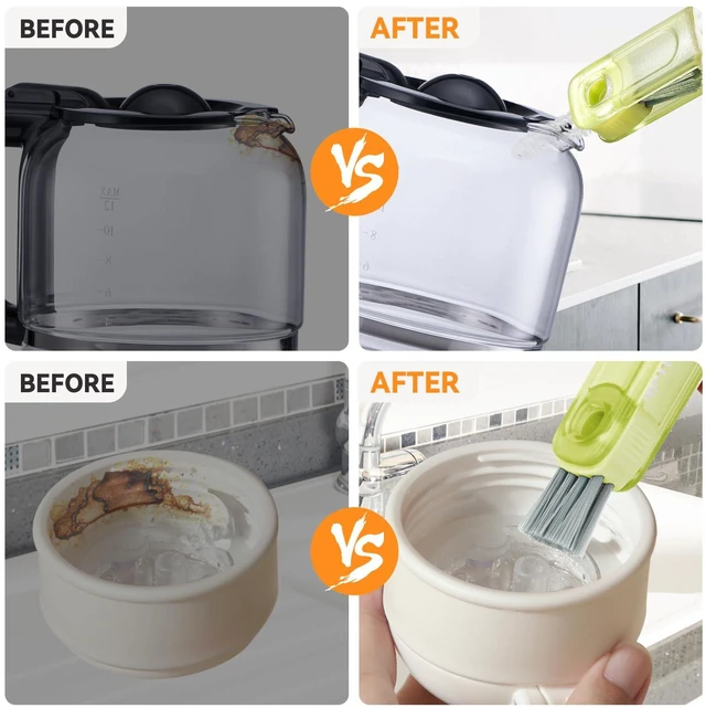 Alt view image 5 of 6 - 3-in-1 Cup Lid Gap Cleaning Brush Set, Multifunctional Silicone Bottle Cleaner, Home Kitchen Crevice Tools, Multicolored