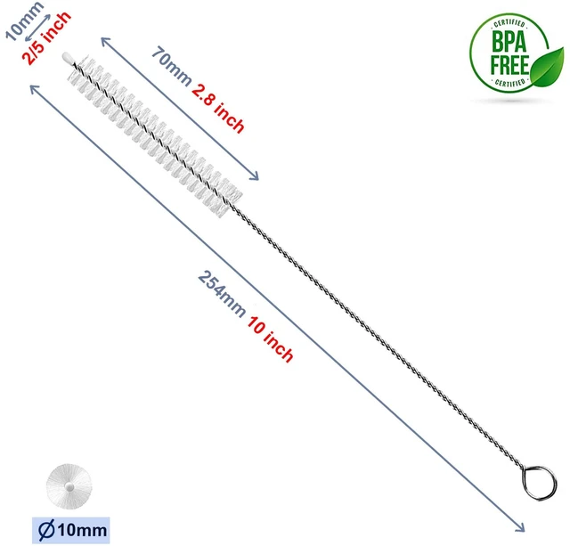 Alt view image 7 of 7 - Straw Cleaning Brush Set 10-Pack, 10-Inch Long, 10mm Diameter, Pipe Cleaners for Sippy Cup, Water Bottle, Tubes and Drinking Straws