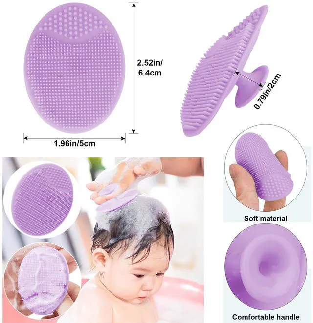 Alt view image 6 of 6 - 2-Piece Baby Hair Brush and Cradle Cap Brush Set for Newborns and Toddlers, Wooden with Soft Goat Bristle, Purple