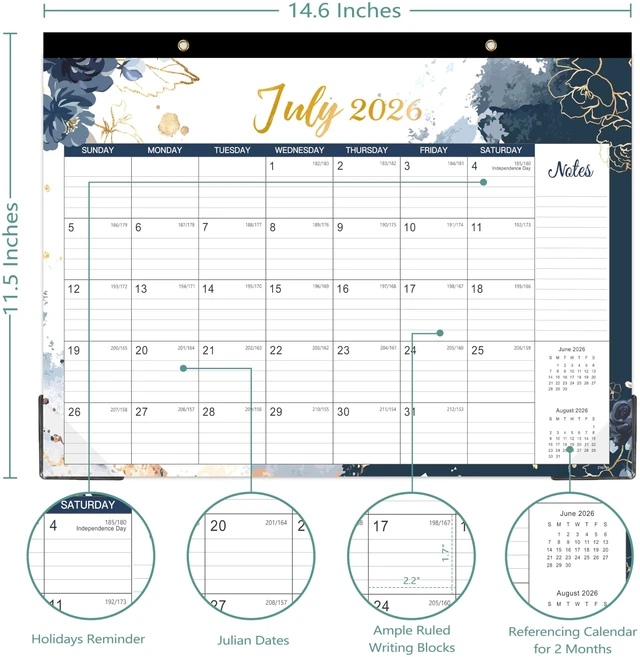 Alt view image 4 of 6 - 2026-2027 18-Month Desktop/Wall Calendar, July 2026 to December 2027, 14.6 x 11.5 Inches, Family Monthly Calendar for Office or School
