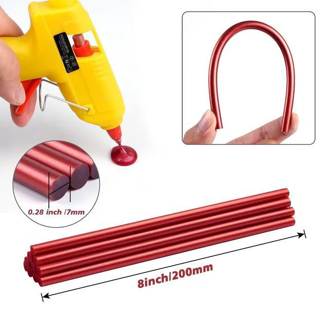Alt view image 3 of 6 - 10 Pack Mini Sealing Wax Glue Sticks, 8 Inch, 7mm Diameter, Red for Envelopes, Wedding Invitations, Cards, DIY Crafts