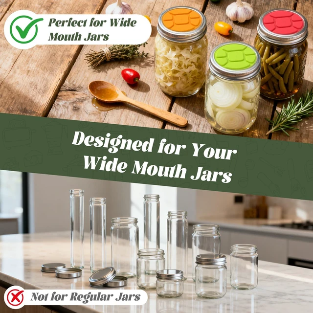 Alt view image 3 of 6 - Garden to Jar 3-Pack Wide Mouth Fermentation Lids (86mm) for Ball & Kerr Mason Jars, Self-Burping Airlock Lids for Sauerkraut, Kimchi & Harvest Preservation