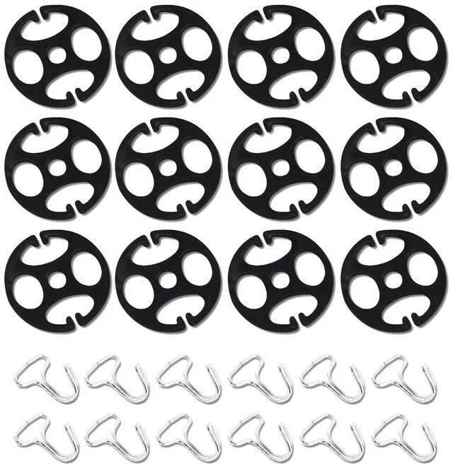 Main image of 24Pcs Car Seat Cover PlumBlossom Metal Hooks, 12Pcs Metal Hooks Lock Clip Plastic Fixing Buckle Set + 12Pcs Plastic Car Seat Cover Clips for Car Seat Replacement (Black)
