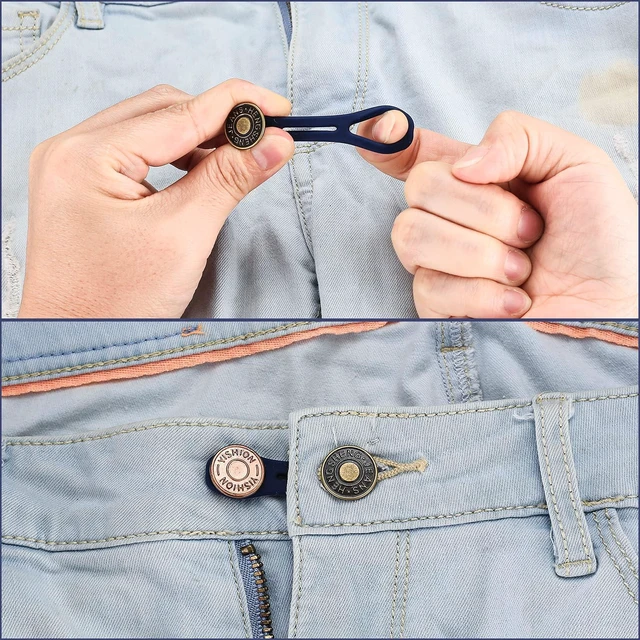 Alt view image 7 of 7 - 6-Pack Jean Button Extender, Men Women Pants Waist Extension, Stretchable Seamless Instant Belt Button Extender, Metal Silicone, 2 Sizes