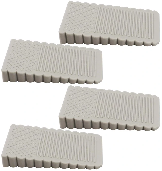 Main image of 4-Pack Mini Door Stoppers TPE Door Wedges for Door Bottom, Floor Gap, Various Surfaces, Gray