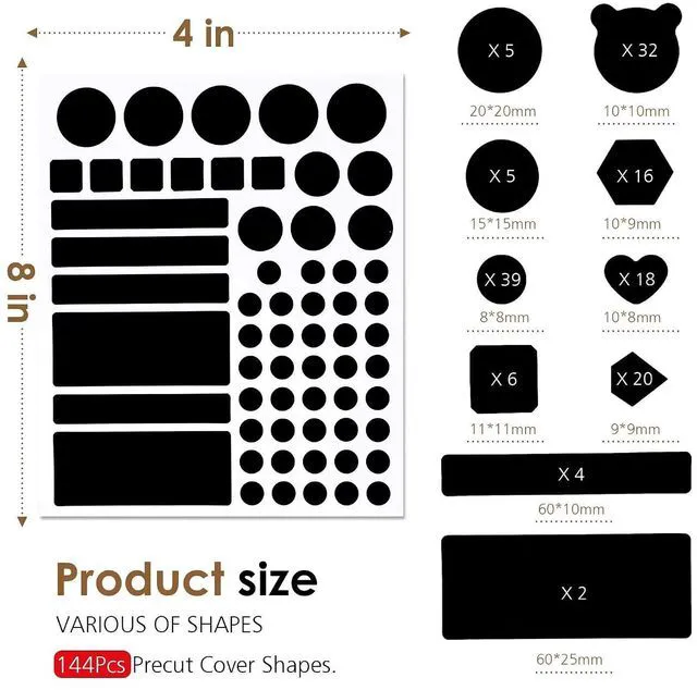 Alt view image 2 of 7 - Breliter Light Blocking Stickers - 144 Pack with Tweezers, LED Light Dimming Covers for Router, Monitor, Appliance, Blocks 95%-100% LED Light