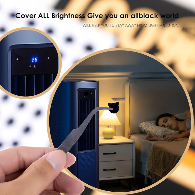 Alt view image 3 of 7 - Breliter Light Blocking Stickers - 144 Pack with Tweezers, LED Light Dimming Covers for Router, Monitor, Appliance, Blocks 95%-100% LED Light