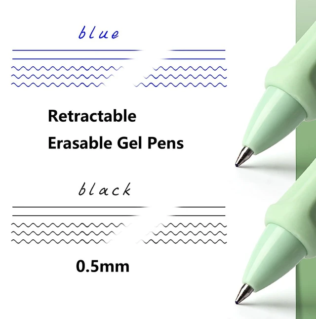 Alt view image 4 of 5 - YYaaloa 4 Pack Retractable Erasable Gel Pens, Fine Point 0.5mm, Black Ink, Blue, Black
