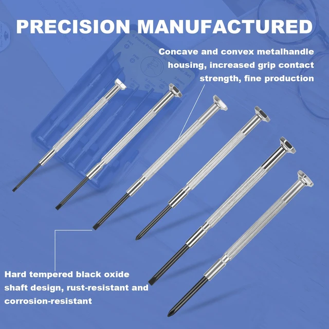 Alt view image 5 of 7 - Soodeei 6-Piece Mini Screwdriver Set, 6 Different Sizes Flathead and Mini Phillips, Precision Screwdriver Kit for Watch, Toy, Computer, Jewelry Repair
