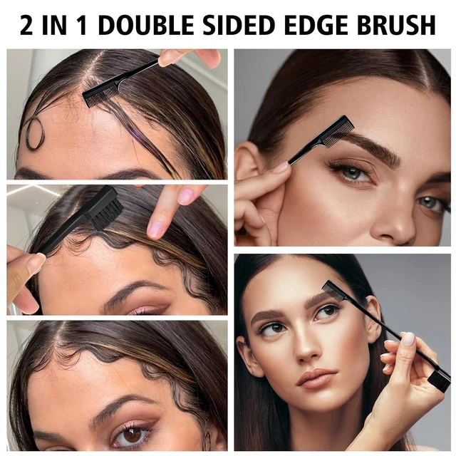 Alt view image 6 of 6 - 3-Piece Hair Styling Comb Set Teasing Brush Rat Tail Comb Edge Brush for Edges and Back, Detangling, Smoothing Hair (Black)