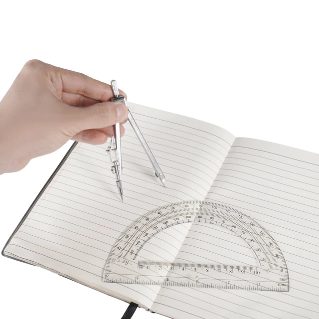 Alt view image 5 of 6 - Protractor and Compass Set, Geometry Compass, Math Compass, Silver Geometry Tool Kit