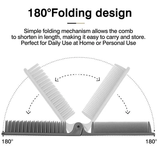 Alt view image 3 of 7 - 3 Piece Pocket Folding Brush Set - Portable Travel Hair Brush, Dual-Head Design, Compact Multicolor (Gray, Purple, White)