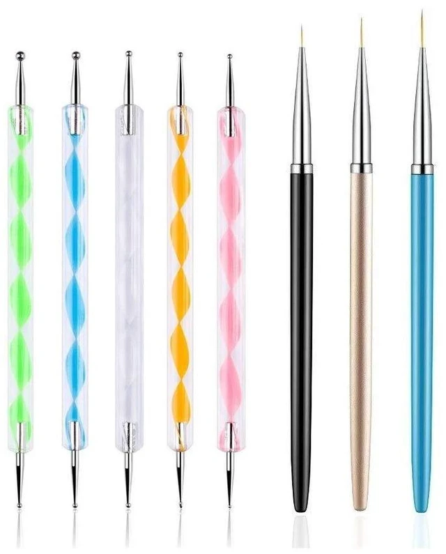 Main image of 5 Dotting Pens with 3 Nail Art Brushes, Nail Art Design Tool Set