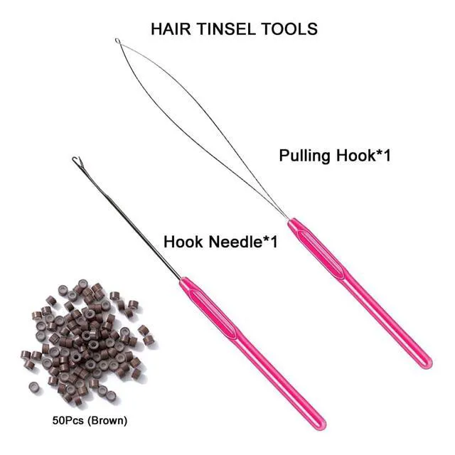 Alt view image 3 of 7 - Hair Tinsel Kit with Tools 48 Inch 1200 Strands Glitter Metallic Hair Extensions Heat Resistant 6 Pieces (Silver)