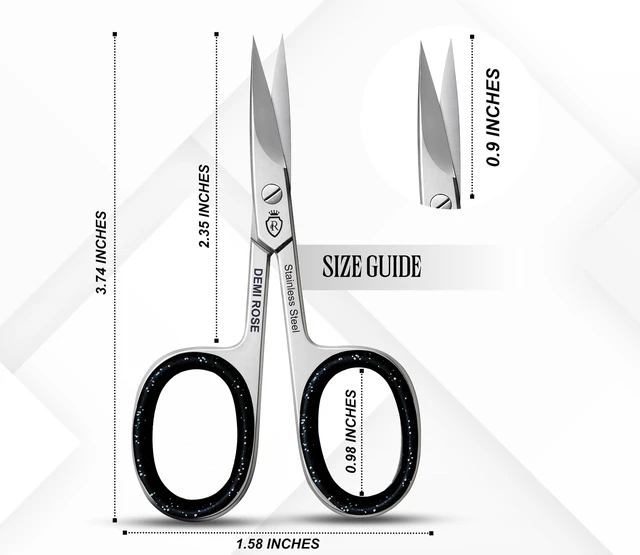 Alt view image 7 of 7 - Curved Nail Scissors - Professional Stainless Steel Manicure Beauty Scissors for Eyebrows, Beard, Nose Hair, Eyelashes, Dry Skin - Cuticle Scissors with Rubber Cushion