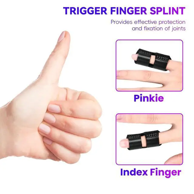 Alt view image 6 of 7 - 2Pcs Adjustable Trigger Finger Splints for Pinky Fracture Arthritis, Index Finger Splint for Teens Women (Black)
