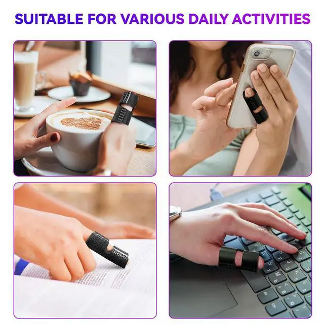 Alt view image 3 of 7 - 2Pcs Adjustable Trigger Finger Splints for Pinky Fracture Arthritis, Index Finger Splint for Teens Women (Black)