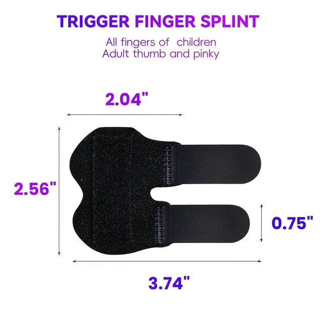 Alt view image 5 of 7 - 2Pcs Adjustable Trigger Finger Splints for Pinky Fracture Arthritis, Index Finger Splint for Teens Women (Black)