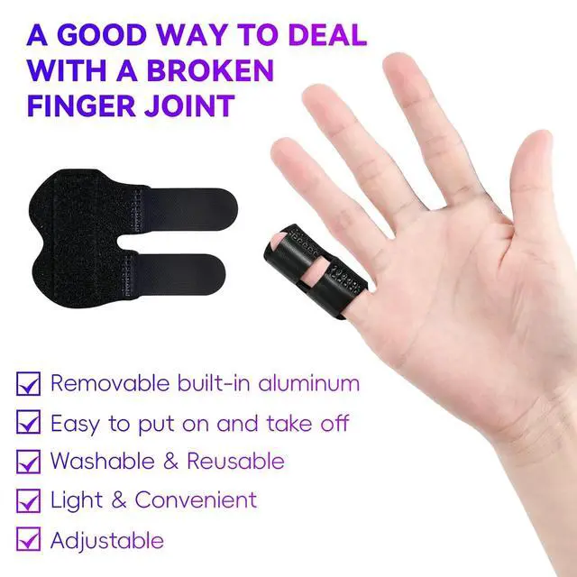 Alt view image 2 of 7 - 2Pcs Adjustable Trigger Finger Splints for Pinky Fracture Arthritis, Index Finger Splint for Teens Women (Black)