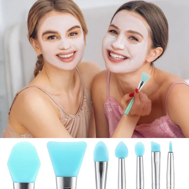 Alt view image 6 of 7 - 7-Piece Silicone Brush Set, Resin Brush Applicator, UV Resin Brush, Jelly Brush for Cream Makeup Products and Epoxy Resin Crafts, Green