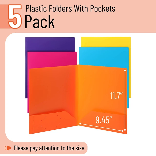 Alt view image 2 of 6 - Mr. Pen Plastic Folder with Pockets, 5-Pack, Aesthetic 2-Pocket Folders with Business Card Slot, Back to School Office Filing Supplies