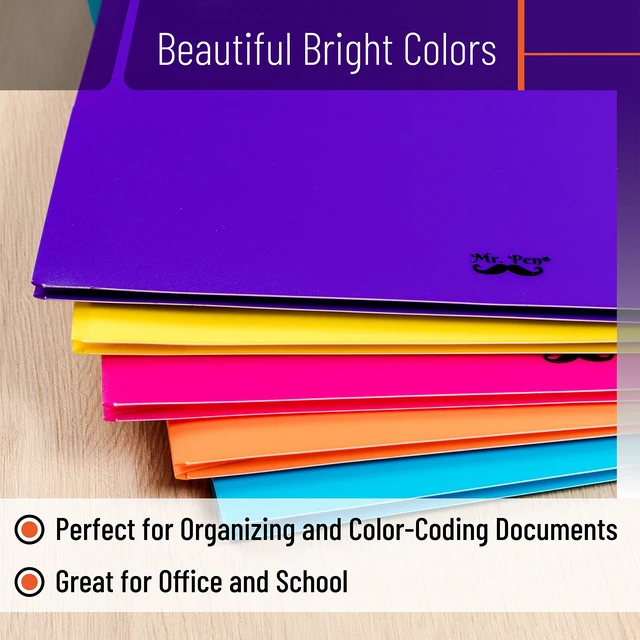 Alt view image 4 of 6 - Mr. Pen Plastic Folder with Pockets, 5-Pack, Aesthetic 2-Pocket Folders with Business Card Slot, Back to School Office Filing Supplies