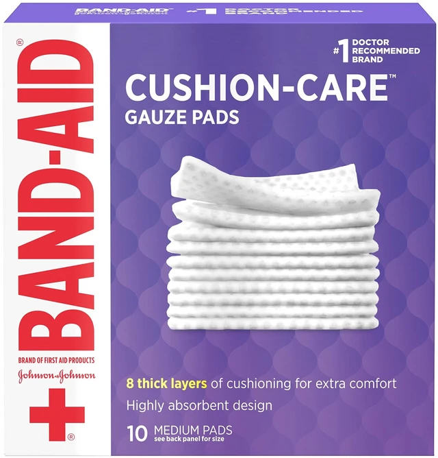 Main image of Band-Aid Cushion-Care Gauze Pads Medium Size 3in x 3in 10Count