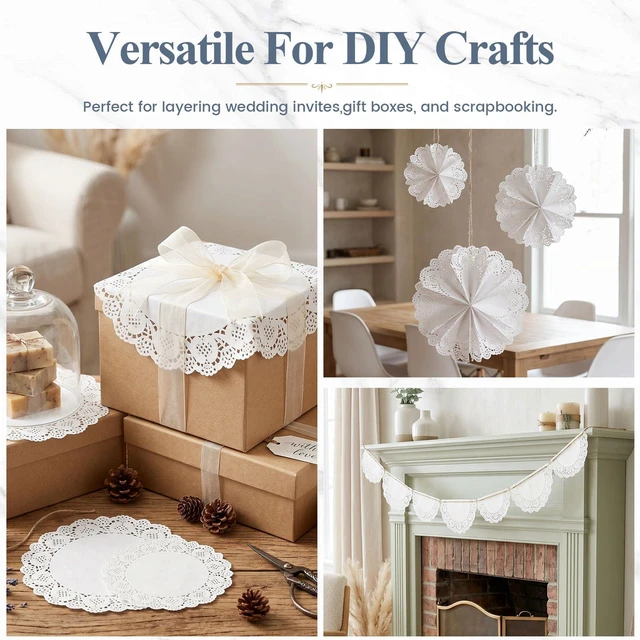 Alt view image 2 of 6 - HAKSEN Paper Doilies Lace Placemats, 36 PCS Assorted Sizes for Cakes