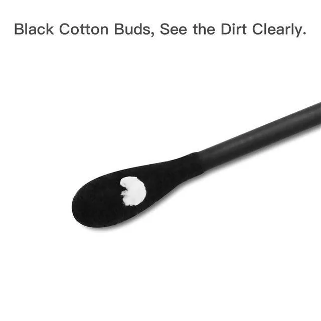 Alt view image 2 of 6 - Tifanso 200 Count Black Double Tipped Cotton Swabs, Hypoallergenic Natural