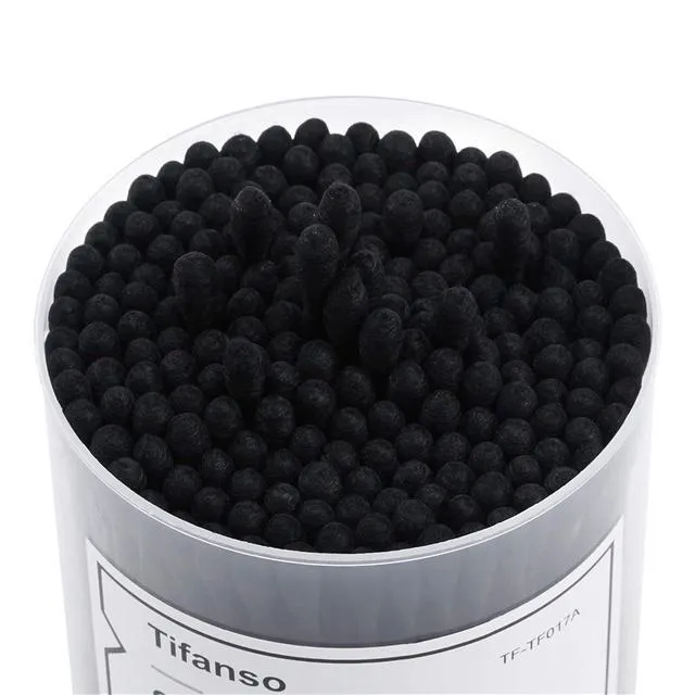 Alt view image 5 of 6 - Tifanso 200 Count Black Double Tipped Cotton Swabs, Hypoallergenic Natural