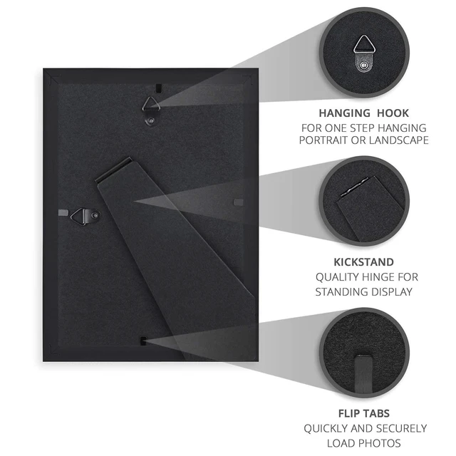 Alt view image 5 of 6 - Langdon House 5x7 Picture Frames Black 6 Pack Contemporary Frame Set Wall Mount or Table Top Prosperity Collection