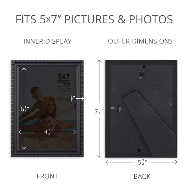 Alt view image 6 of 6 - Langdon House 5x7 Picture Frames Black 6 Pack Contemporary Frame Set Wall Mount or Table Top Prosperity Collection