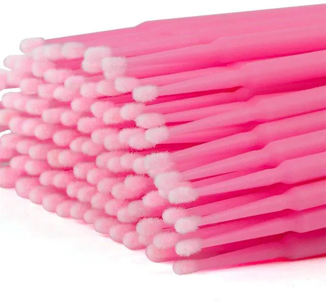 Alt view image 3 of 7 - Tifanso 400PCS 2mm Disposable Micro Cotton Swabs for Lash Extensions, Pink