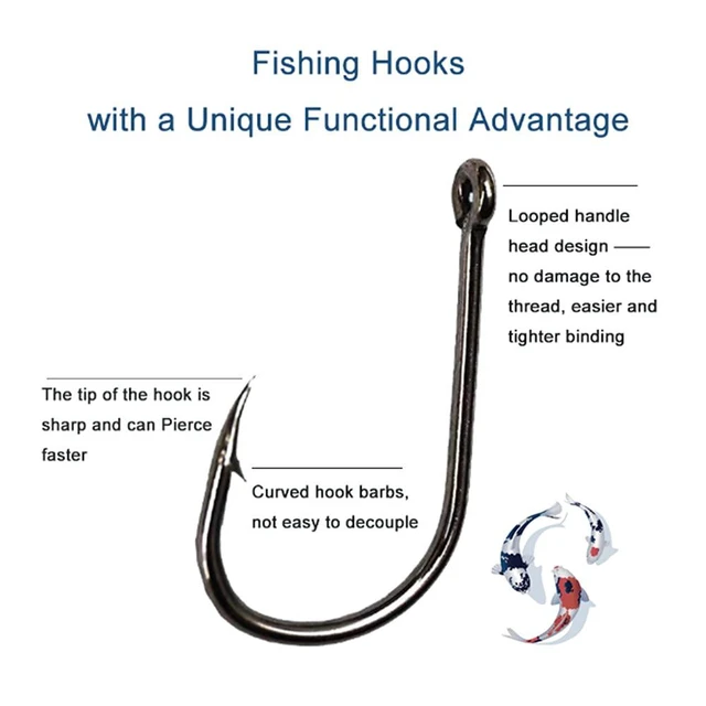 Alt view image 6 of 7 - 300PCS Small High-Carbon Steel Barbed Fishing Hooks, 10 Sizes, with Hole