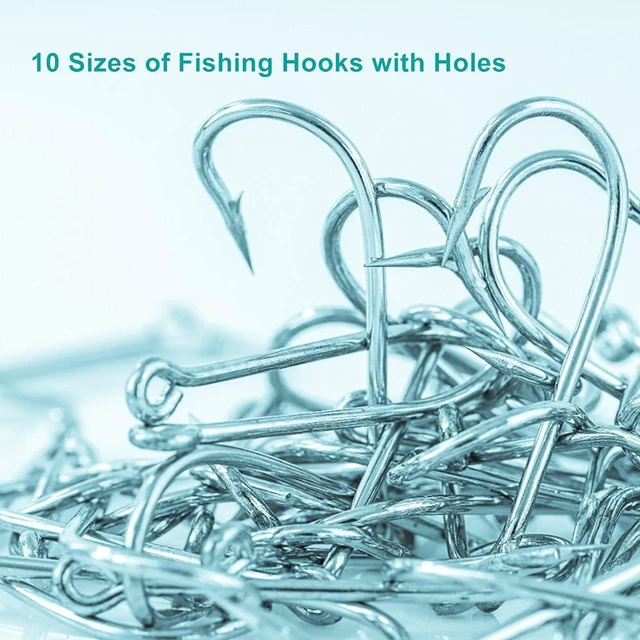 Alt view image 3 of 7 - 300PCS Small High-Carbon Steel Barbed Fishing Hooks, 10 Sizes, with Hole