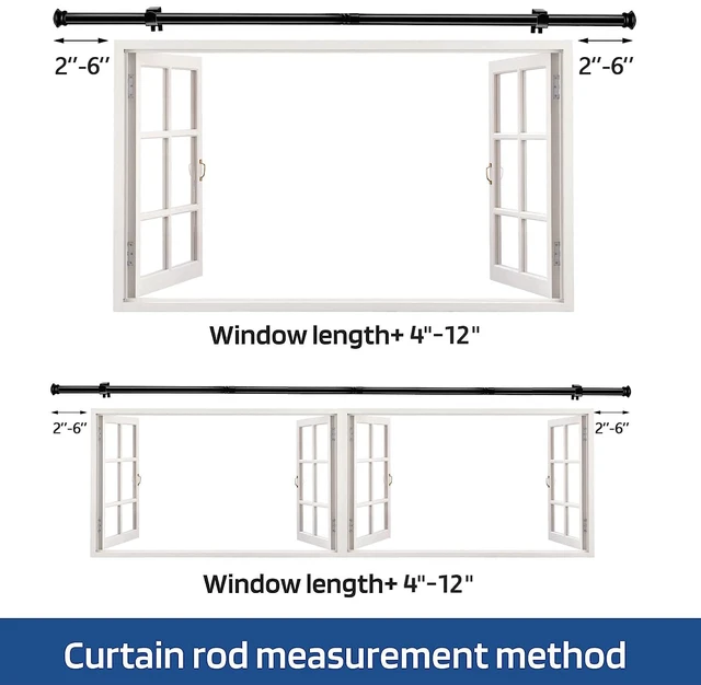 Alt view image 5 of 7 - Standard Decorative Black Small Curtain Rod 30" to 45" 5/8 Inch with Brackets for Bedroom Living Room Kitchen