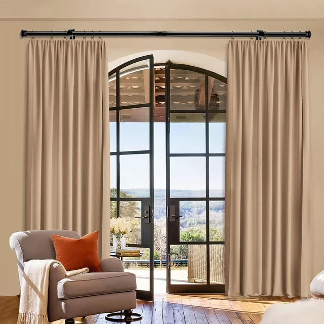 Alt view image 7 of 7 - Standard Decorative Black Small Curtain Rod 30" to 45" 5/8 Inch with Brackets for Bedroom Living Room Kitchen