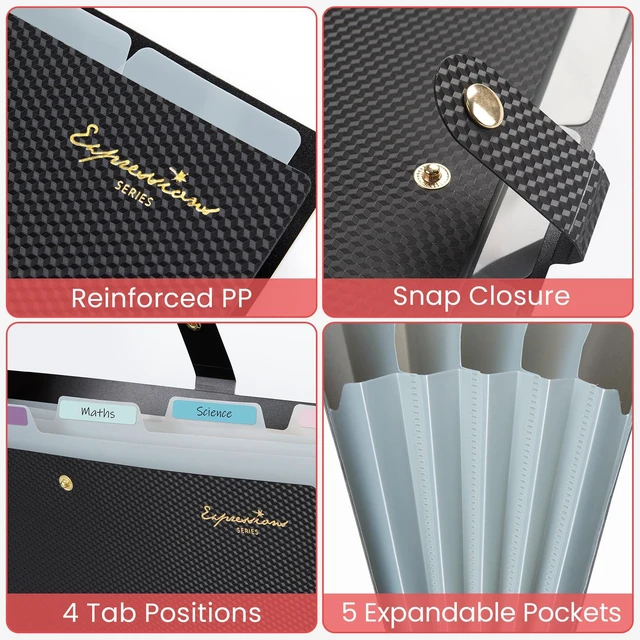 Alt view image 5 of 6 - Sooez Accordion File Organizer, Expanding File Folder, 5 Pocket, with Labels