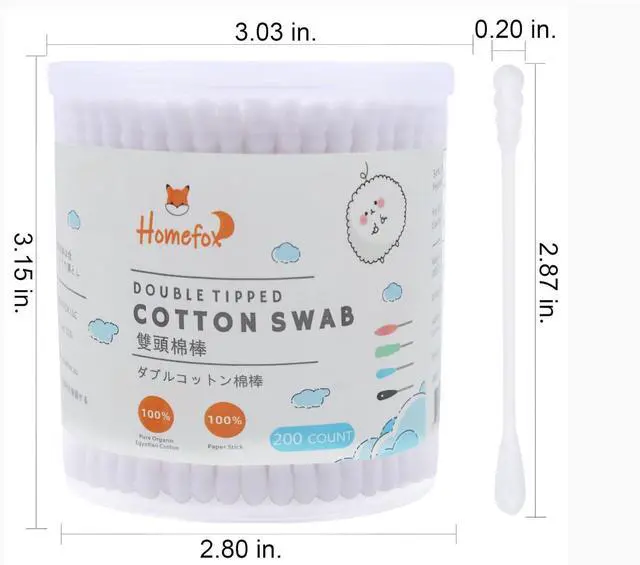 Alt view image 7 of 7 - Organic Cotton Swabs 200 Count Double Side Tightly Wrapped Cotton Tips Paper Stick Soft Gentle Lint-Free Cruelty-Free Round & Spiral White