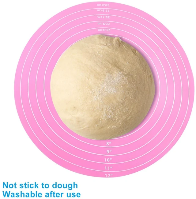 Alt view image 3 of 5 - Hitefu 12Inch Round Silicone Cake Mat, Pink