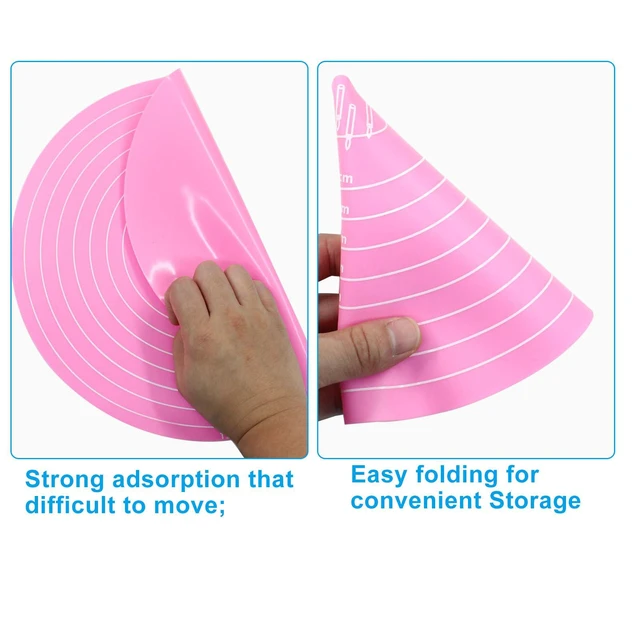 Alt view image 5 of 5 - Hitefu 12Inch Round Silicone Cake Mat, Pink