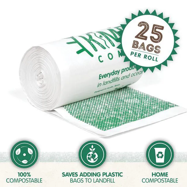 Alt view image 5 of 6 - KC 3 Gallon Compostable Trash Bags, 25 Count | Biodegradable, Ultra Durable, Drawstring Closure, Odor Control, Easy Tie | For Home & Bathroom Waste