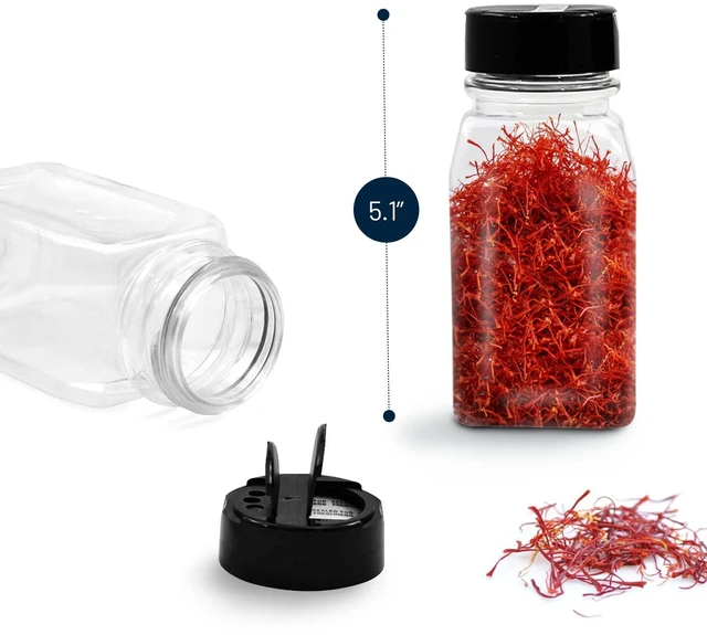 Alt view image 6 of 7 - RoyalHouse 6 Pack 9.5 Oz Plastic Spice Jars with Black Caps and Shaker Lids, BPA Free, Made in USA