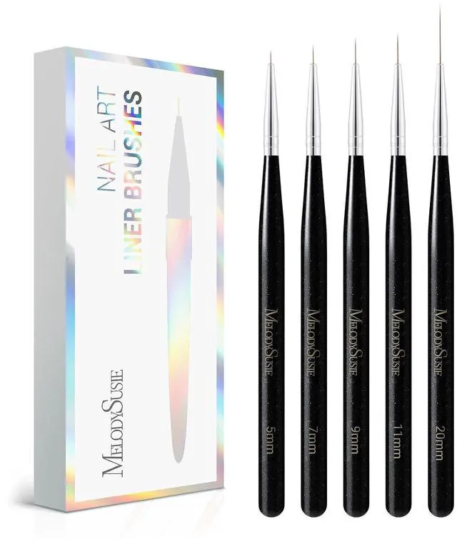 Main image of MelodySusie Nail Art Liner Brushes 5Pcs Sizes 5/7/9/11/20mm