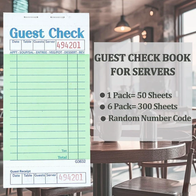 Alt view image 6 of 6 - Budgenix 6 Pack Guest Checks Server Note Pads, 300 Order Pads