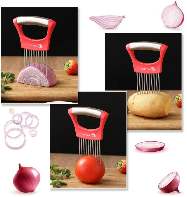 Alt view image 2 of 7 - 2 Pack Onion Holder for Slicing and Tomato Slicer Tool for Easy Cutting