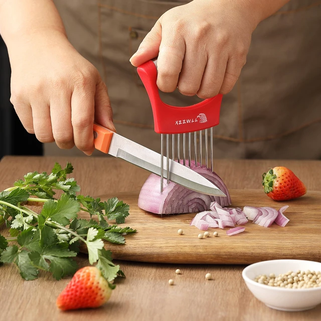 Alt view image 6 of 7 - 2 Pack Onion Holder for Slicing and Tomato Slicer Tool for Easy Cutting